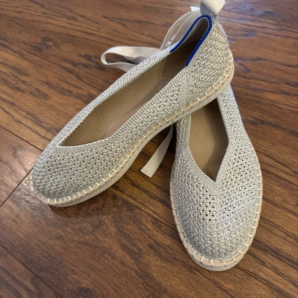 Rothy's Women's Cream Espadrilles with Blue Trim